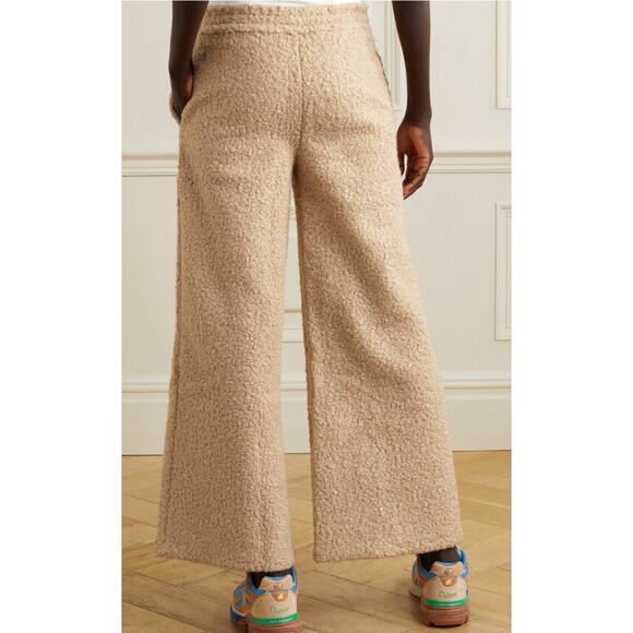 STAUD Rabbit Fleece Wide-leg Track Pants in Neutral Tan Size Medium - Picture 2 of 7